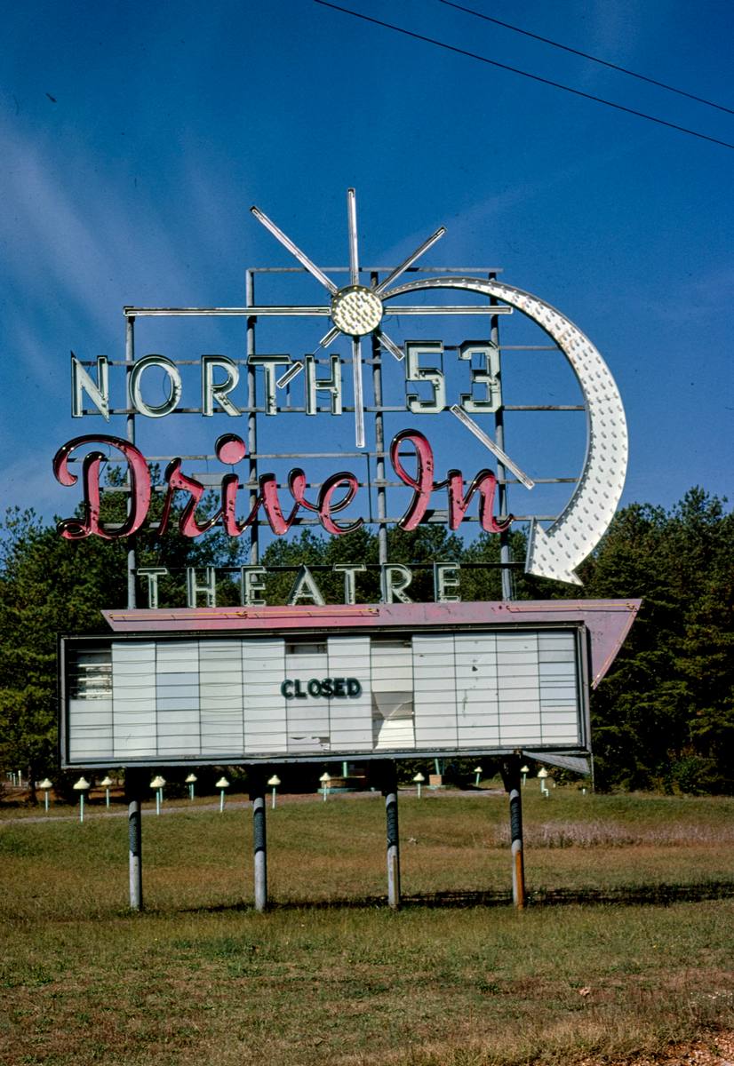 Historic Photo : 1980 North 53 Drive-In Theater sign, Route 53, Rome, Georgia | Margolies | Roadside America Collection | Vintage Wall Art :