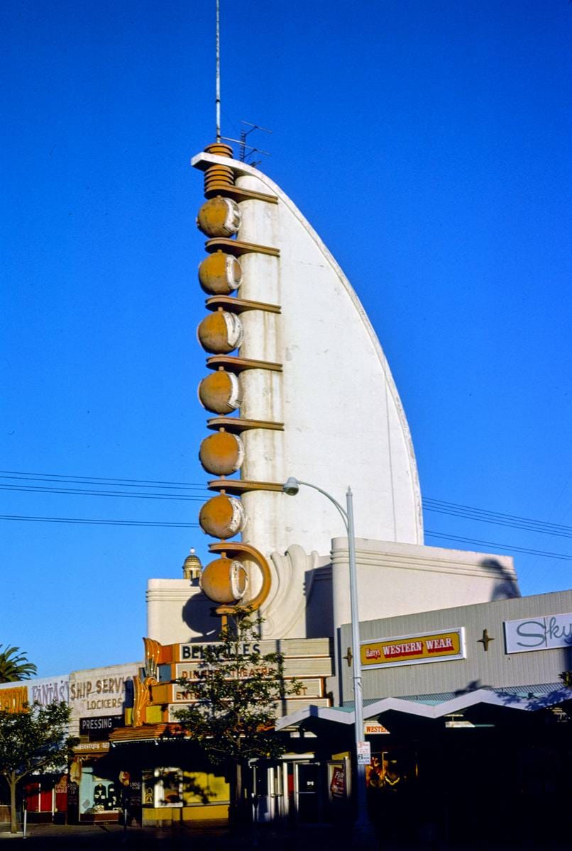 Historic Photo : 1977 The Tower Bowl, overall-angle view, Broadway near Kettner, San Diego, California | Margolies | Roadside America Collection | Vintage Wall Art :