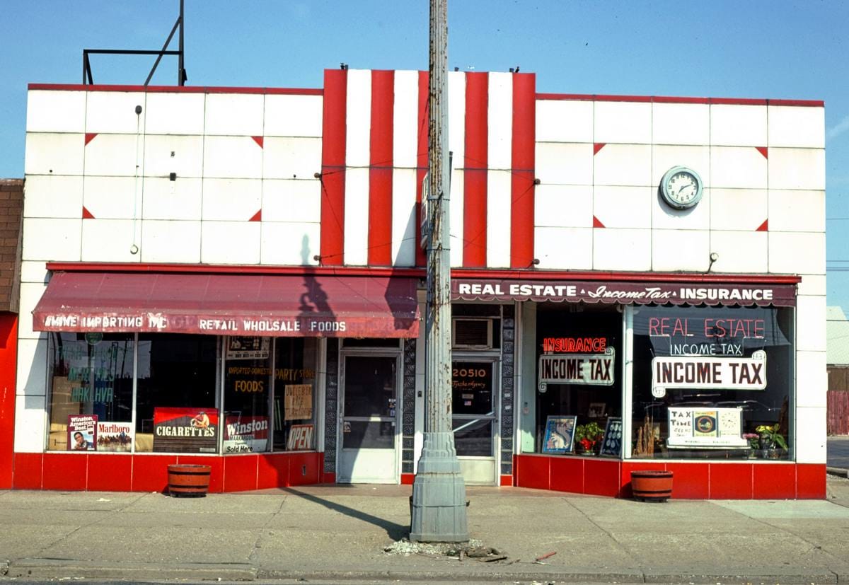 Historic Photo : 1986 Tyszka Real Estate, Dyke Street, Detroit, Michigan | Margolies | Roadside America Collection | Vintage Wall Art :