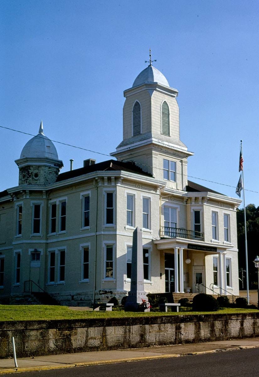 Historic Photo : 1995 Lewis County Courthouse, angle view, Center Street, Weston, West Virginia | Margolies | Roadside America Collection | Vintage Wall Art :