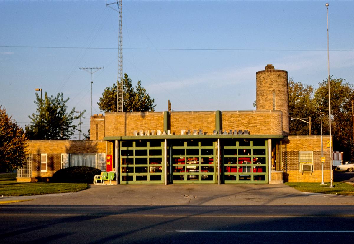 Historic Photo : 1977 Fire Department, angle view 1, Columbus, Indiana | Margolies | Roadside America Collection | Vintage Wall Art :