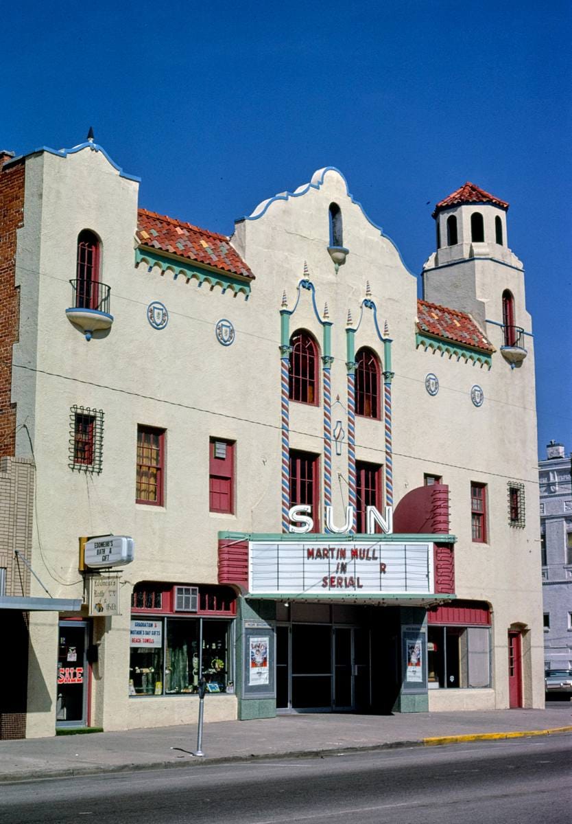 Historic Photo : 1980 Sun Theater, vertical detail, Lincoln Avenue, York, Nebraska | Margolies | Roadside America Collection | Vintage Wall Art :