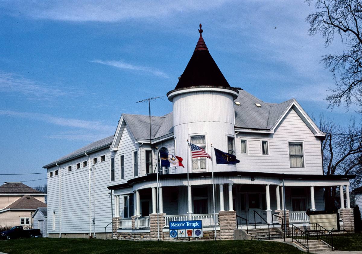 Historic Photo : 2004 Masonic Temple, horizontal view, Harrison & Garfield, Alexandria, Indiana | Margolies | Roadside America Collection | Vintage Wall Art :