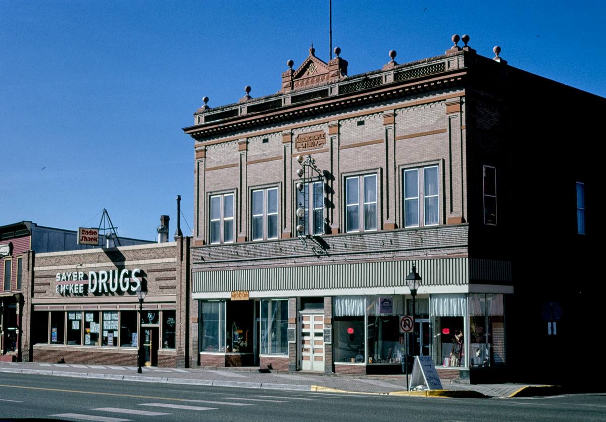 Historic Photo : 1991 Masonic Temple (and a drug store next door), Harrison Avenue, Leadville, Colorado | Margolies | Roadside America Collection | Vintage Wall Art :