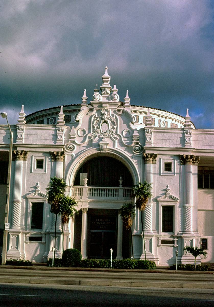 Historic Photo : 1980 Florida National Bank, vertical view, Miracle Mile, Coral Gables, Florida | Margolies | Roadside America Collection | Vintage Wall Art :