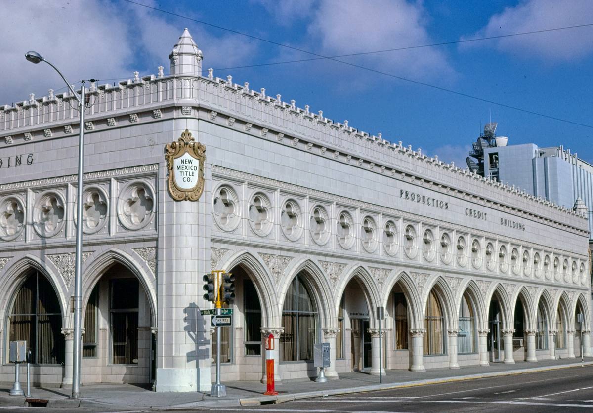 Historic Photo : 1979 Production Credit Building, overall diagonal view, 3rd & Gold, Albuquerque, New Mexico | Margolies | Roadside America Collection | Vintage Wall Art :