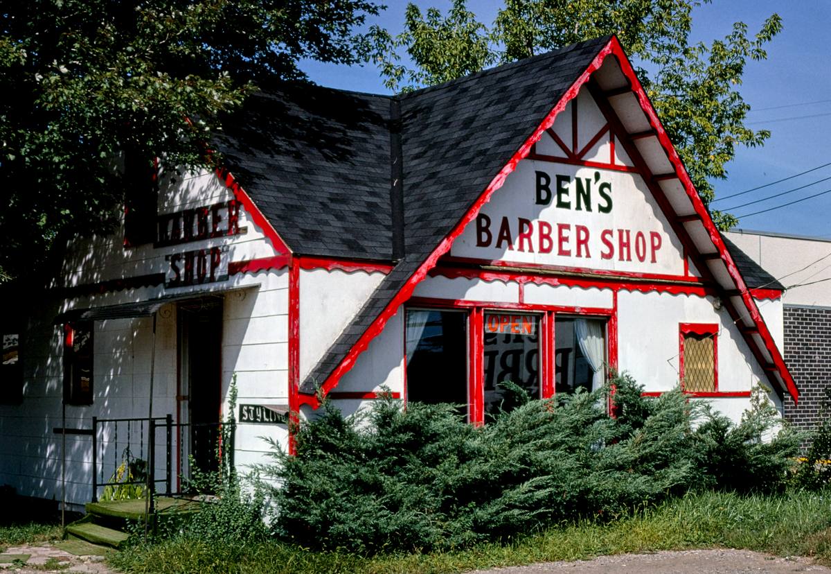 Historic Photo : 1980 Ben's Barber Shop, Pierson Road, Flint, Michigan | Margolies | Roadside America Collection | Vintage Wall Art :