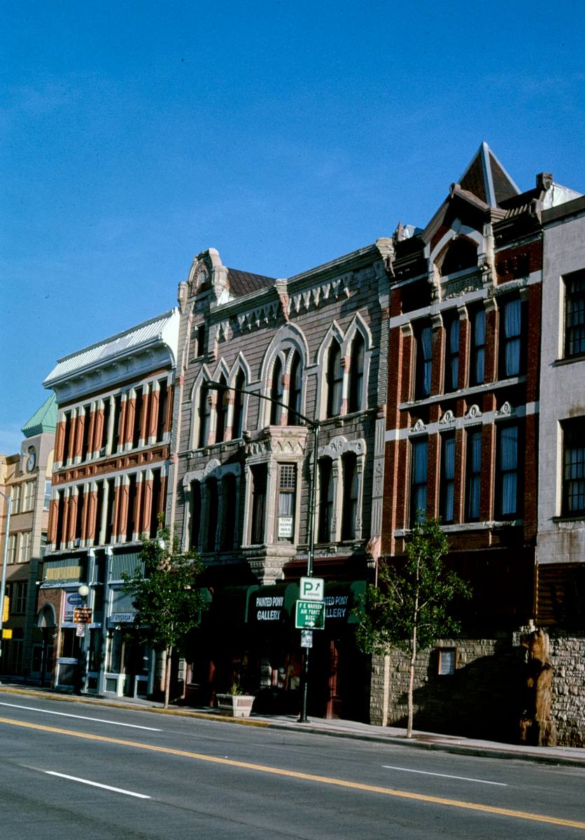 Historic Photo : 2004 Lincolnway, three commercial buildings, angle 1, Cheyenne, Wyoming | Margolies | Roadside America Collection | Vintage Wall Art :