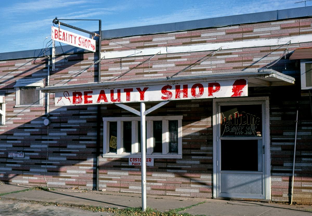 Historic Photo : 1979 La Petite Beauty Shop, angle 2, W. Farrall, Shawnee, Oklahoma | Margolies | Roadside America Collection | Vintage Wall Art :