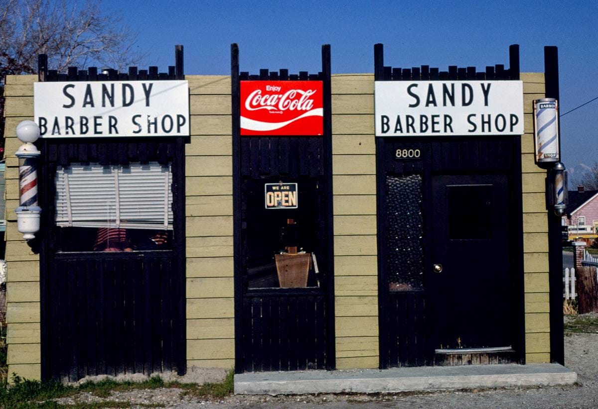 Historic Photo : 1980 Sandy Barber Shop, Route 89, Sandy, Utah | Margolies | Roadside America Collection | Vintage Wall Art :