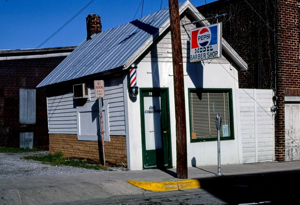 Historic Photo : 1982 Model Barber Shop, 107 Broad Street, Marion, Virginia | Margolies | Roadside America Collection | Vintage Wall Art :