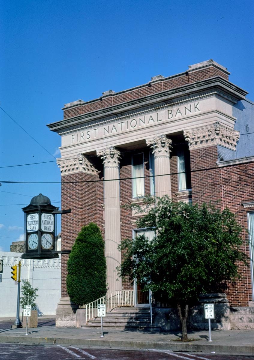 Historic Photo : 1982 First National Bank, W. Paul Avenue, Pauls Valley, Oklahoma | Margolies | Roadside America Collection | Vintage Wall Art :