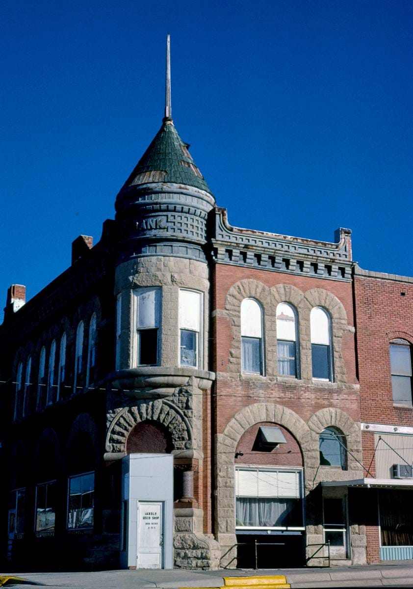 Historic Photo : 1988 Bank, angle 1, Kansas & Main, Smith Center, Kansas | Margolies | Roadside America Collection | Vintage Wall Art :