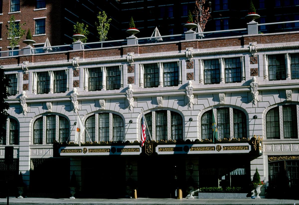 Historic Photo : 2003 Davenport Hotel entrance, angle 3, 1st Avenue, Spokane, Washington | Margolies | Roadside America Collection | Vintage Wall Art :