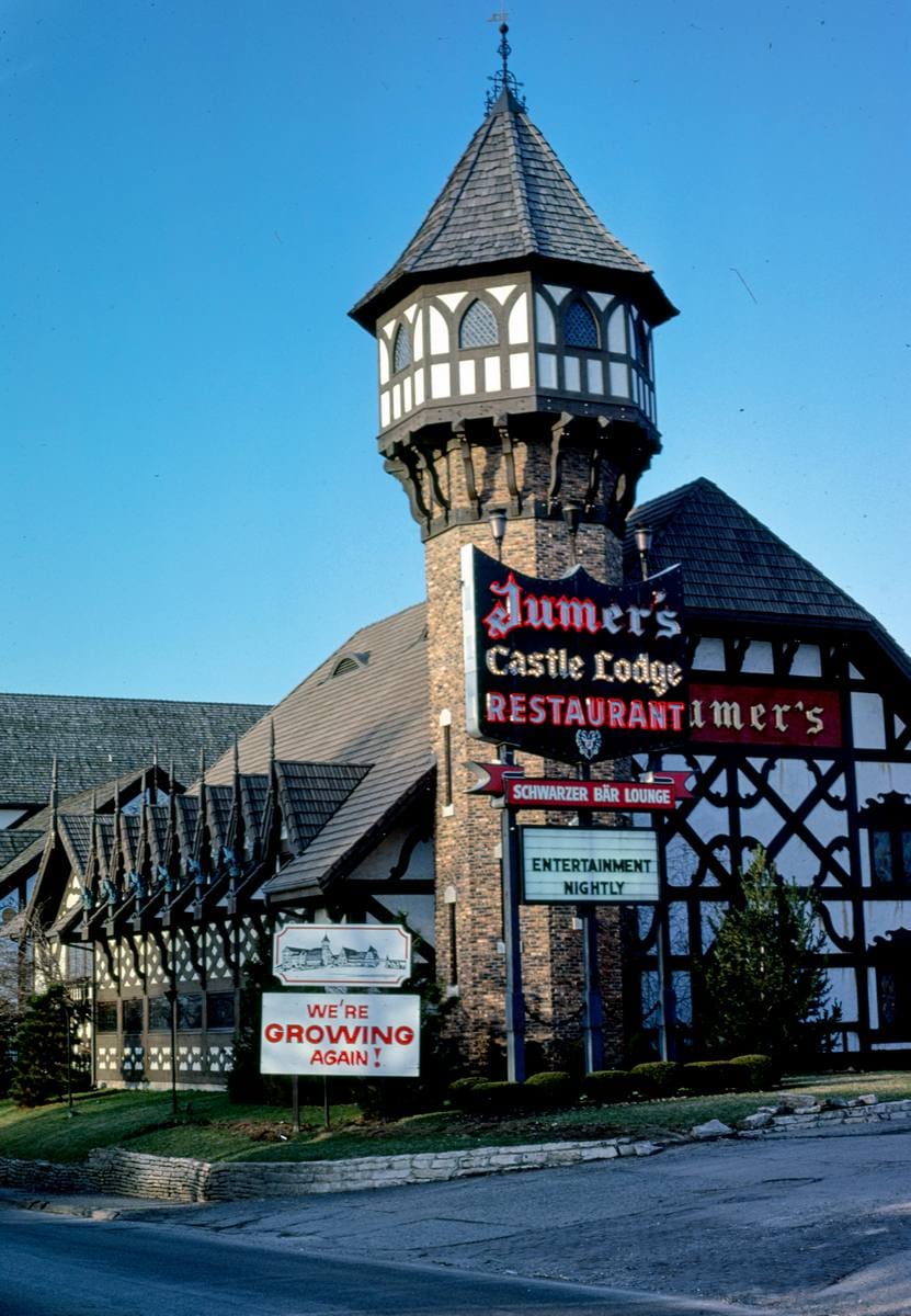 Historic Photo : 1980 Jumer's Castle, Western Avenue, Peoria, Illinois | Margolies | Roadside America Collection | Vintage Wall Art :