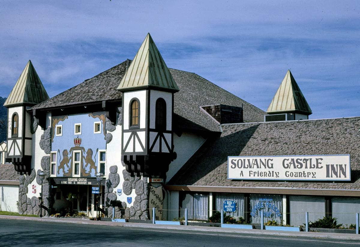 Historic Photo : 1985 Solvang Castle Inn, angle 2, Route 246, Solvang, California | Margolies | Roadside America Collection | Vintage Wall Art :