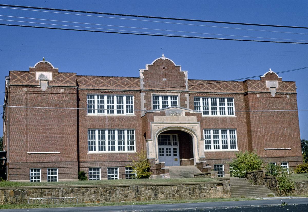 Historic Photo : 1993 Mineral Wells High School, angle 1, Hibbard Street, Mineral Wells, Texas | Margolies | Roadside America Collection | Vintage Wall Art :