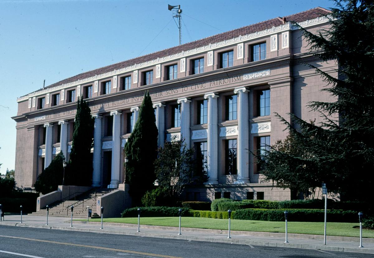 Historic Photo : 1987 City Hall, angle 1, Lindsay Street, Stockton, California | Margolies | Roadside America Collection | Vintage Wall Art :