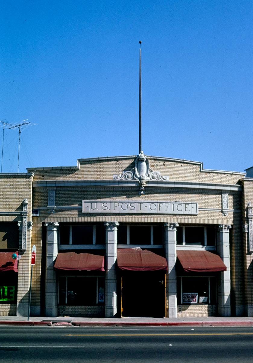 Historic Photo : 1991 Post Office (then an antiques mall), Petaluma Boulevard, Petaluma, California | Margolies | Roadside America Collection | Vintage Wall Art :