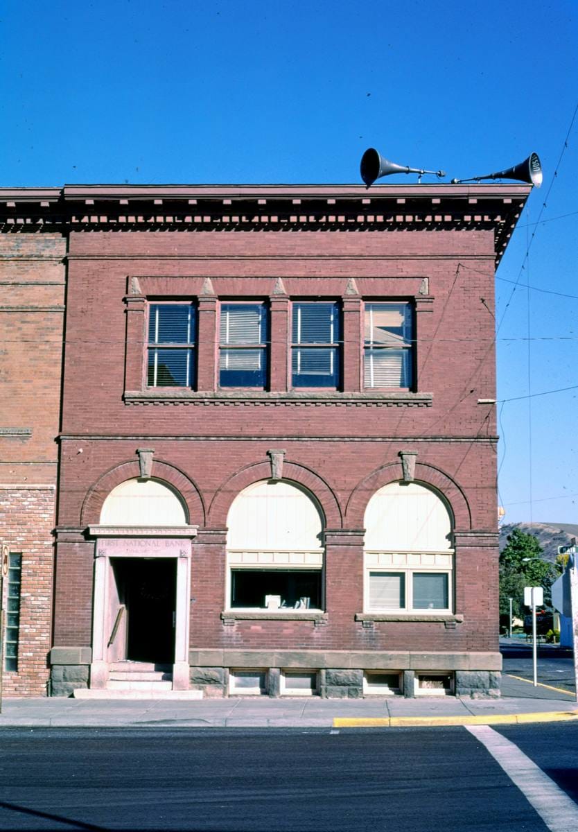 Historic Photo : 1987 City Hall (then First National Bank), Main Street, Waitsburg, Washington | Margolies | Roadside America Collection | Vintage Wall Art :