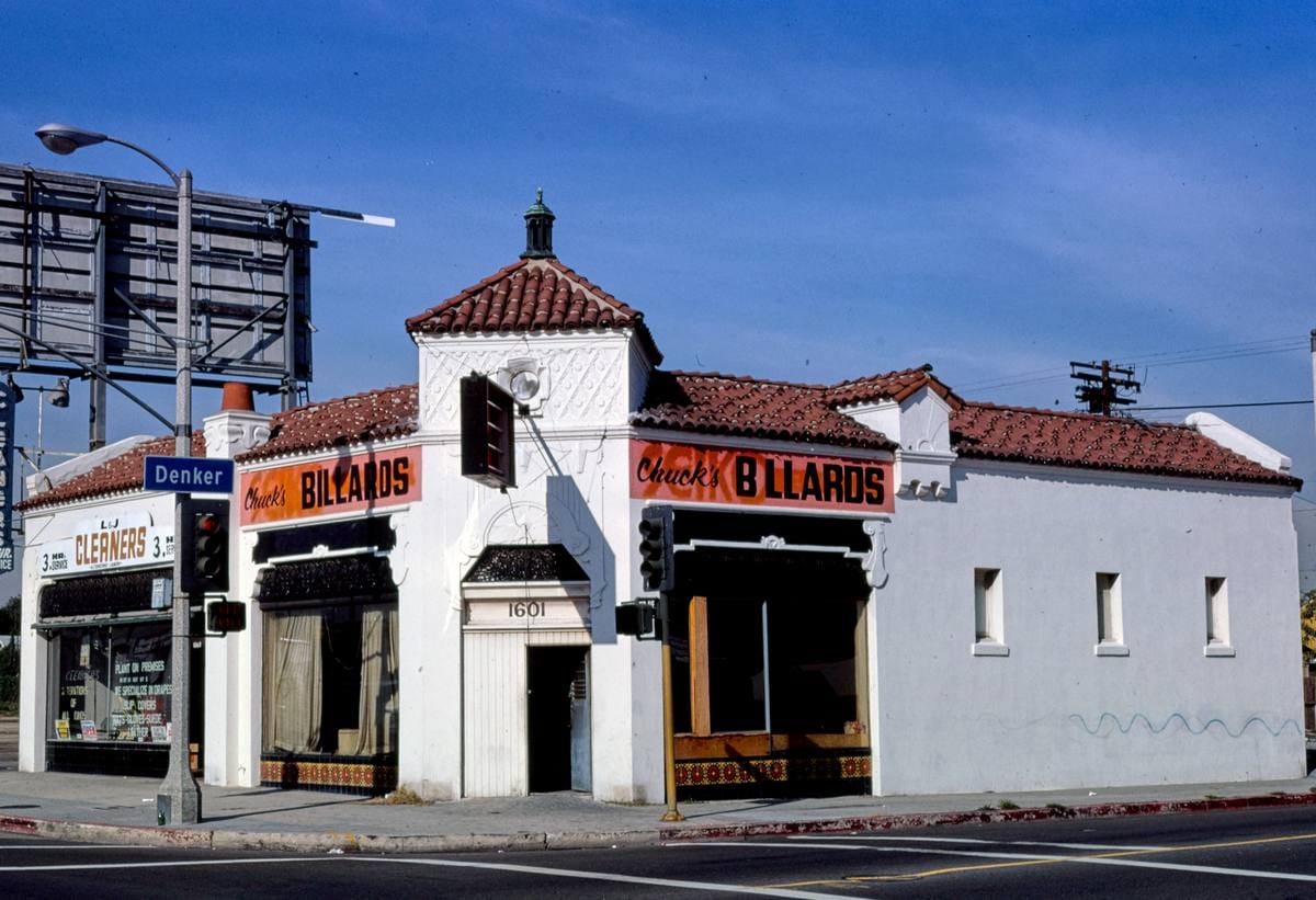 Historic Photo : 1977 Chuck's Billiards, 1601 Manchester, Los Angeles, California | Margolies | Roadside America Collection | Vintage Wall Art :