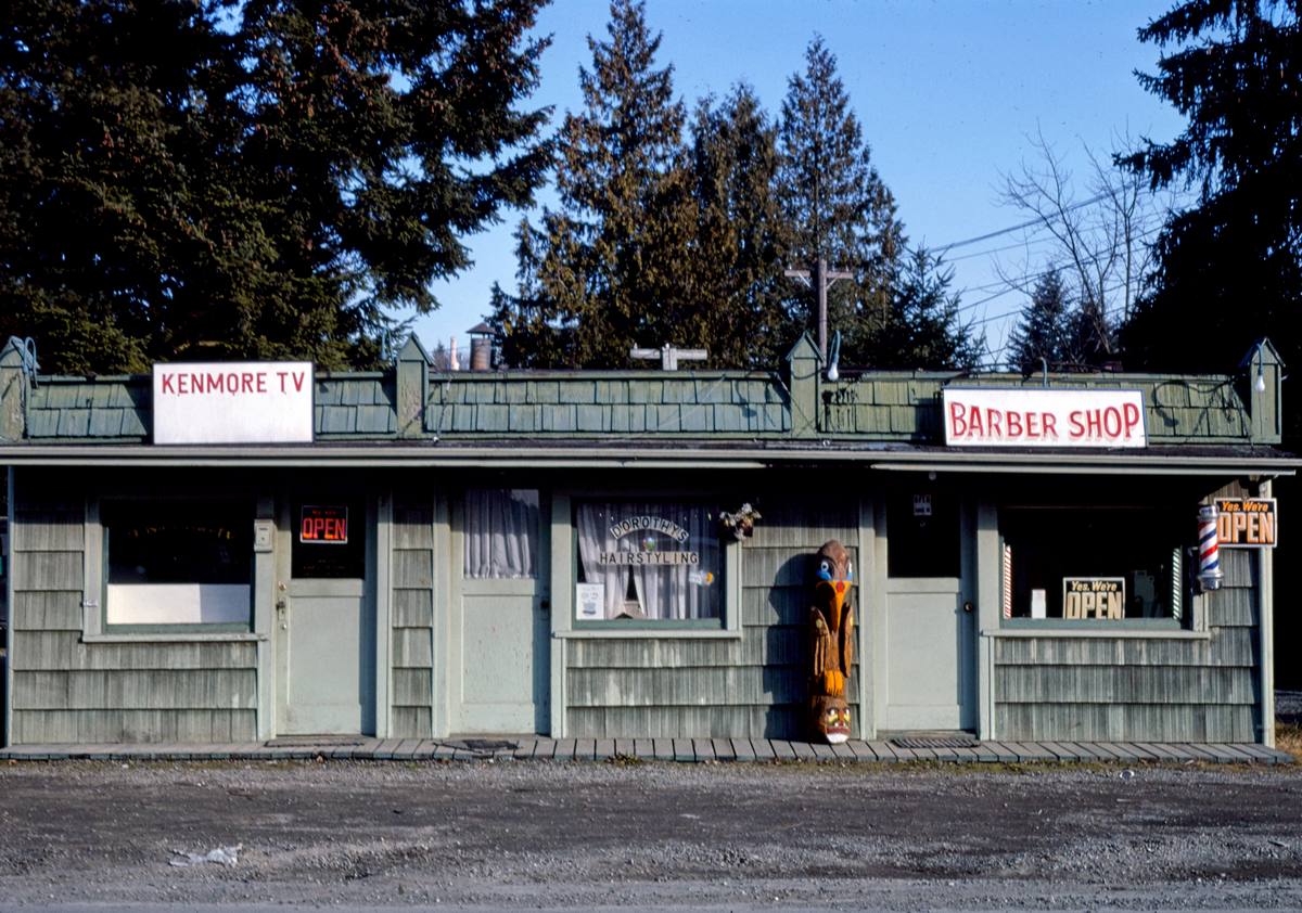 Historic Photo : 1977 Storefront, Lake City Way & 73rd Avenue, Kenmore, Washington | Margolies | Roadside America Collection | Vintage Wall Art :
