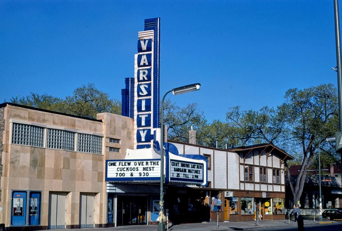 Historic Photo : 1976 Varsity Theater, 1308 S. 4th Street, Dinkeytown, Minneapolis, Minnesota | Margolies | Roadside America Collection | Vintage Wall Art :