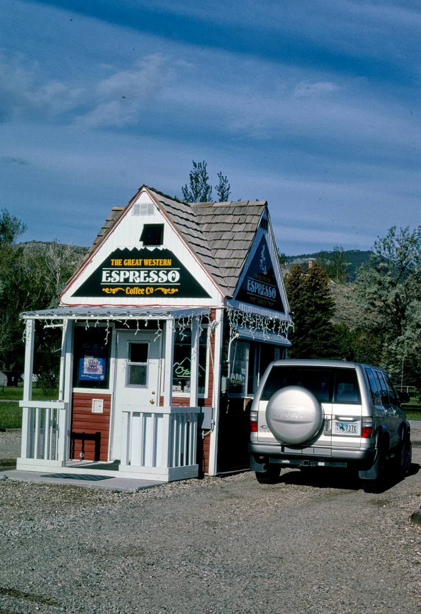 Historic Photo : 2004 The Great Western Espresso Coffee Co., window detail, Route 20, Cody, Wyoming | Margolies | Roadside America Collection | Vintage Wall Art :