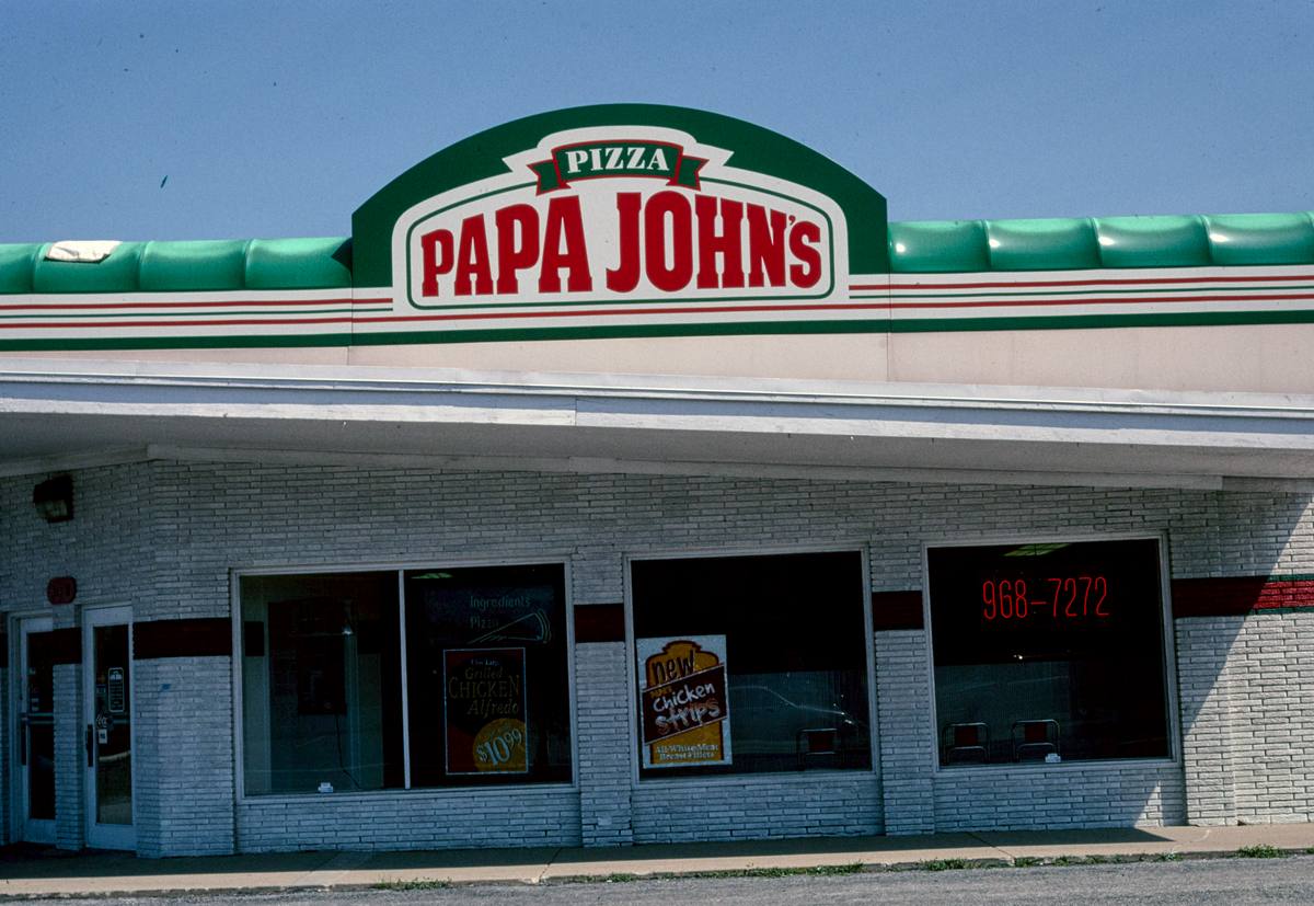 Historic Photo : 2003 Papa John's Pizza, central view, Route 63, Kirksville, Missouri | Margolies | Roadside America Collection | Vintage Wall Art :