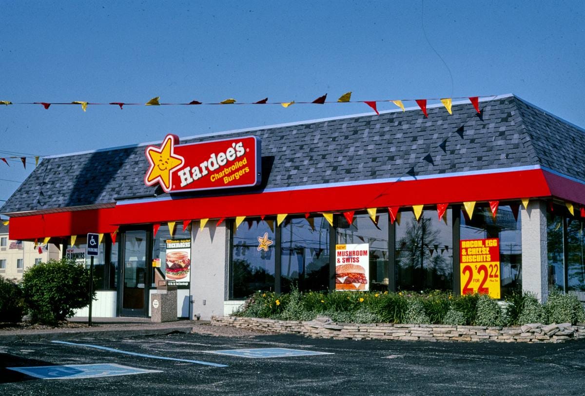 Historic Photo : 2003 Hardee's Restaurant, Route 61 "Charboiled Burgers," Burlington, Iowa | Margolies | Roadside America Collection | Vintage Wall Art :