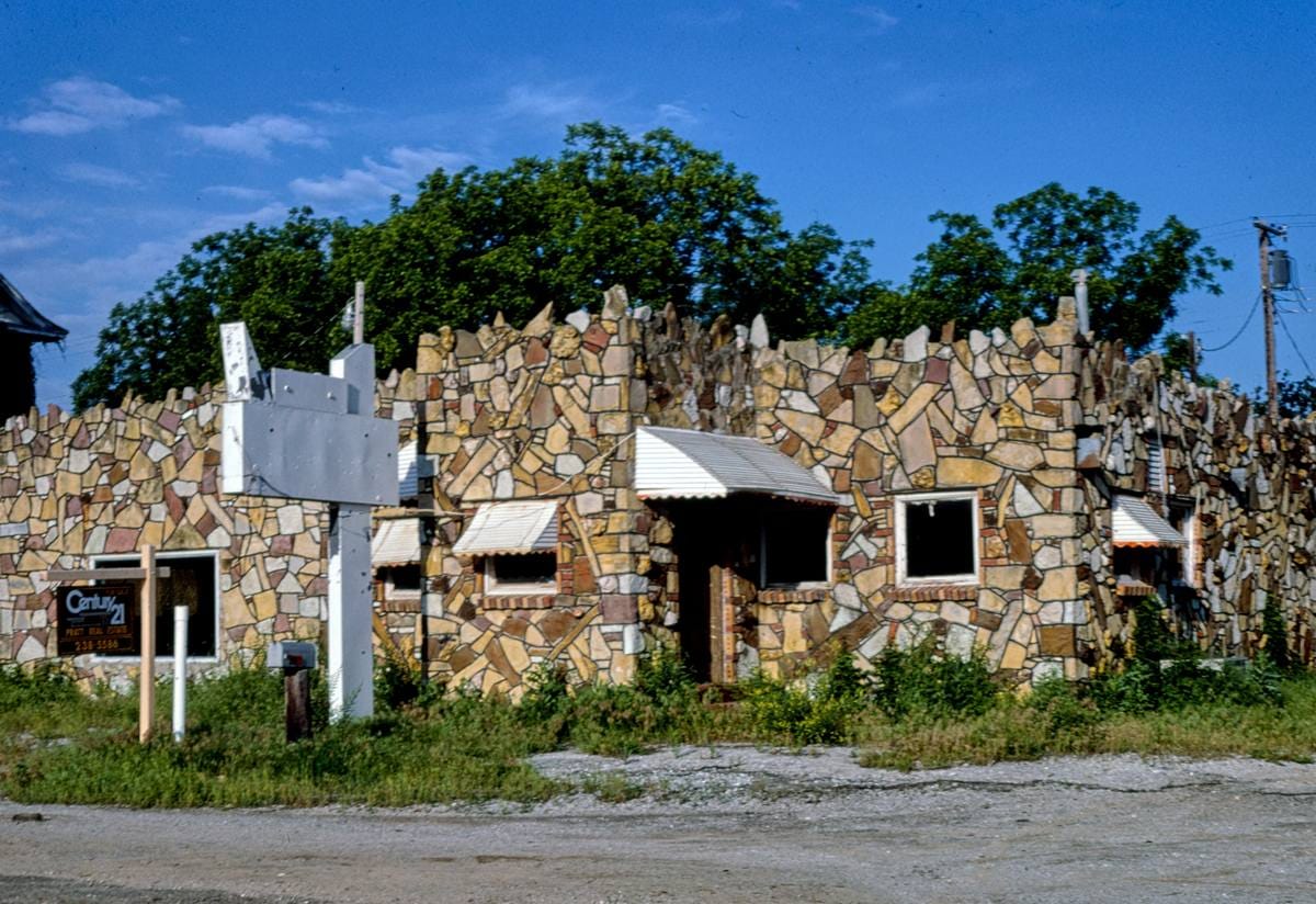 Historic Photo : 1992 Stone Restaurant, angle 2, Route 77, Pauls Valley, Oklahoma | Margolies | Roadside America Collection | Vintage Wall Art :