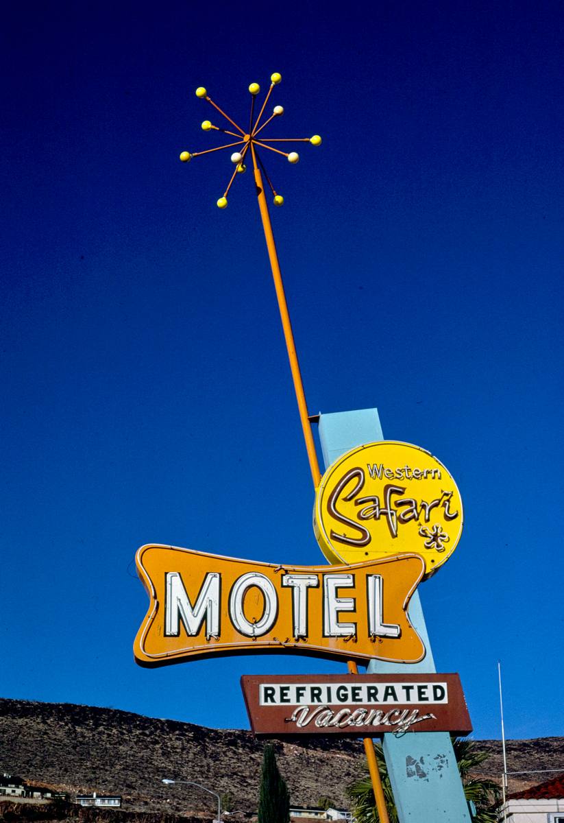 Historic Photo : 1987 Western Safari Motel sign, St. George Boulevard, Saint George, Utah | Margolies | Roadside America Collection | Vintage Wall Art :