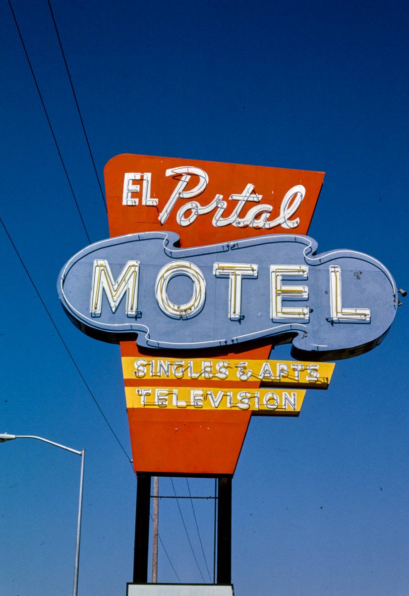 Historic Photo : 1991 El Portal Motel sign, Santa Rosa Avenue, Santa Rosa, California | Margolies | Roadside America Collection | Vintage Wall Art :