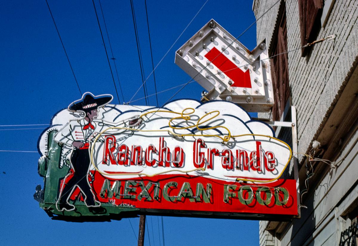 Historic Photo : 1995 Rancho Grande Restaurant sign, E. 11th Street, Tulsa, Oklahoma | Margolies | Roadside America Collection | Vintage Wall Art :