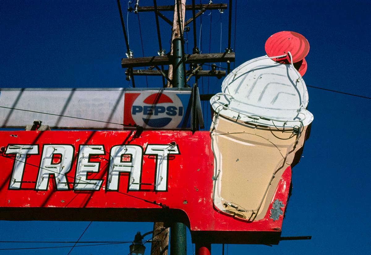 Historic Photo : 1980 Dairy Treat ice cream sign, Third Street, Dayton, Ohio | Margolies | Roadside America Collection | Vintage Wall Art :