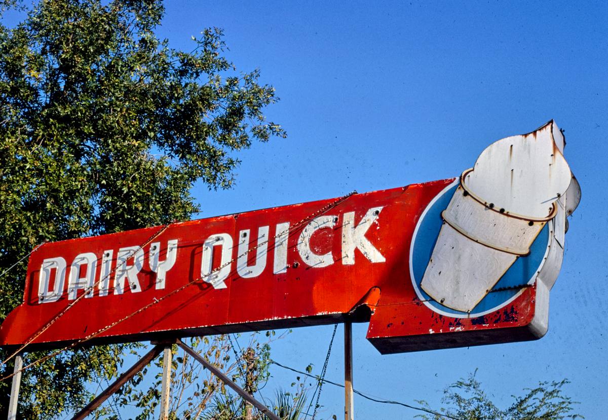 Historic Photo : 1980 Dairy Quick ice cream sign, Nebraska Avenue, Tampa, Florida | Margolies | Roadside America Collection | Vintage Wall Art :