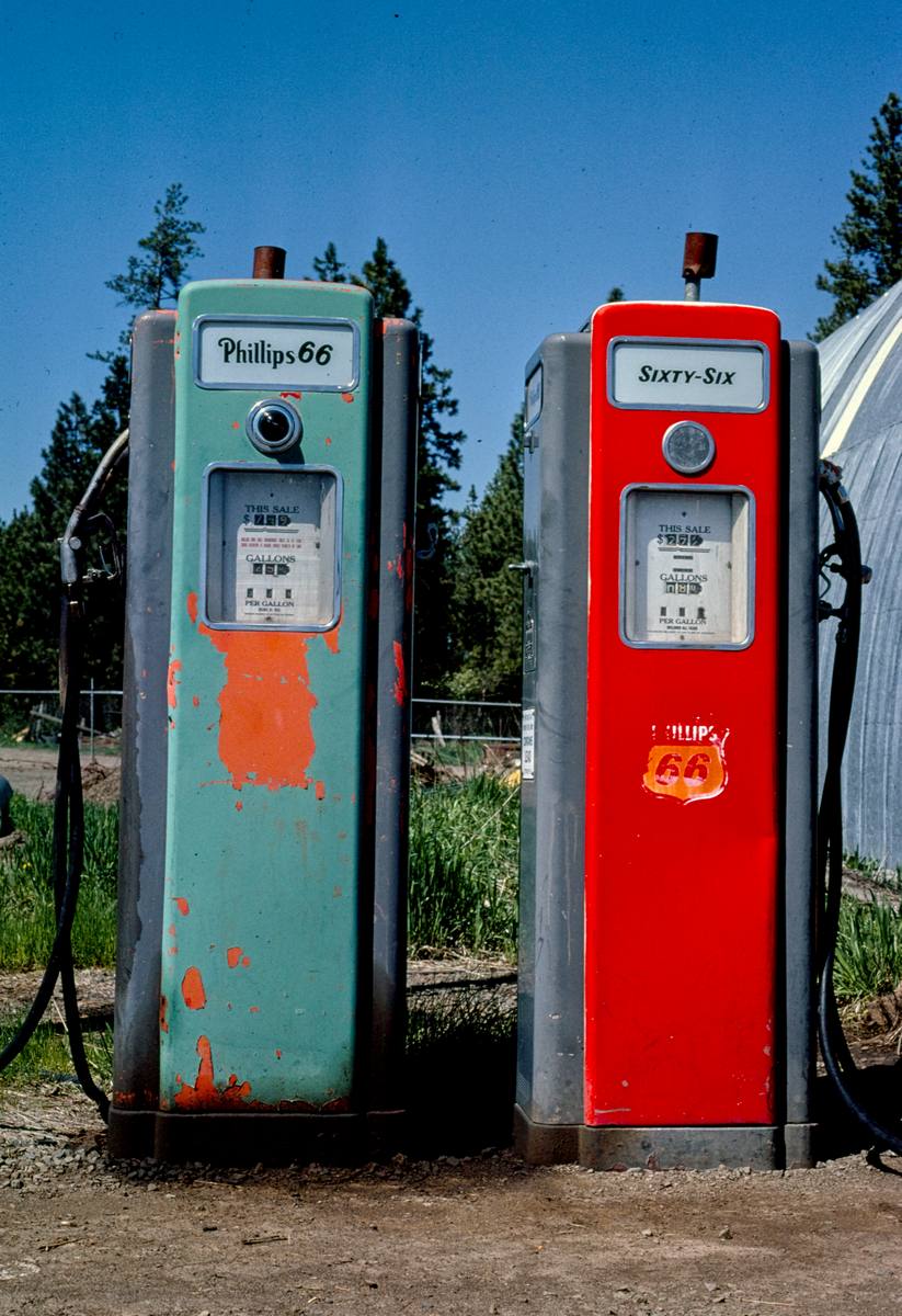 Historic Photo : 1980 Phillips 66 gas pumps, Winchester, Idaho | Margolies | Roadside America Collection | Vintage Wall Art :
