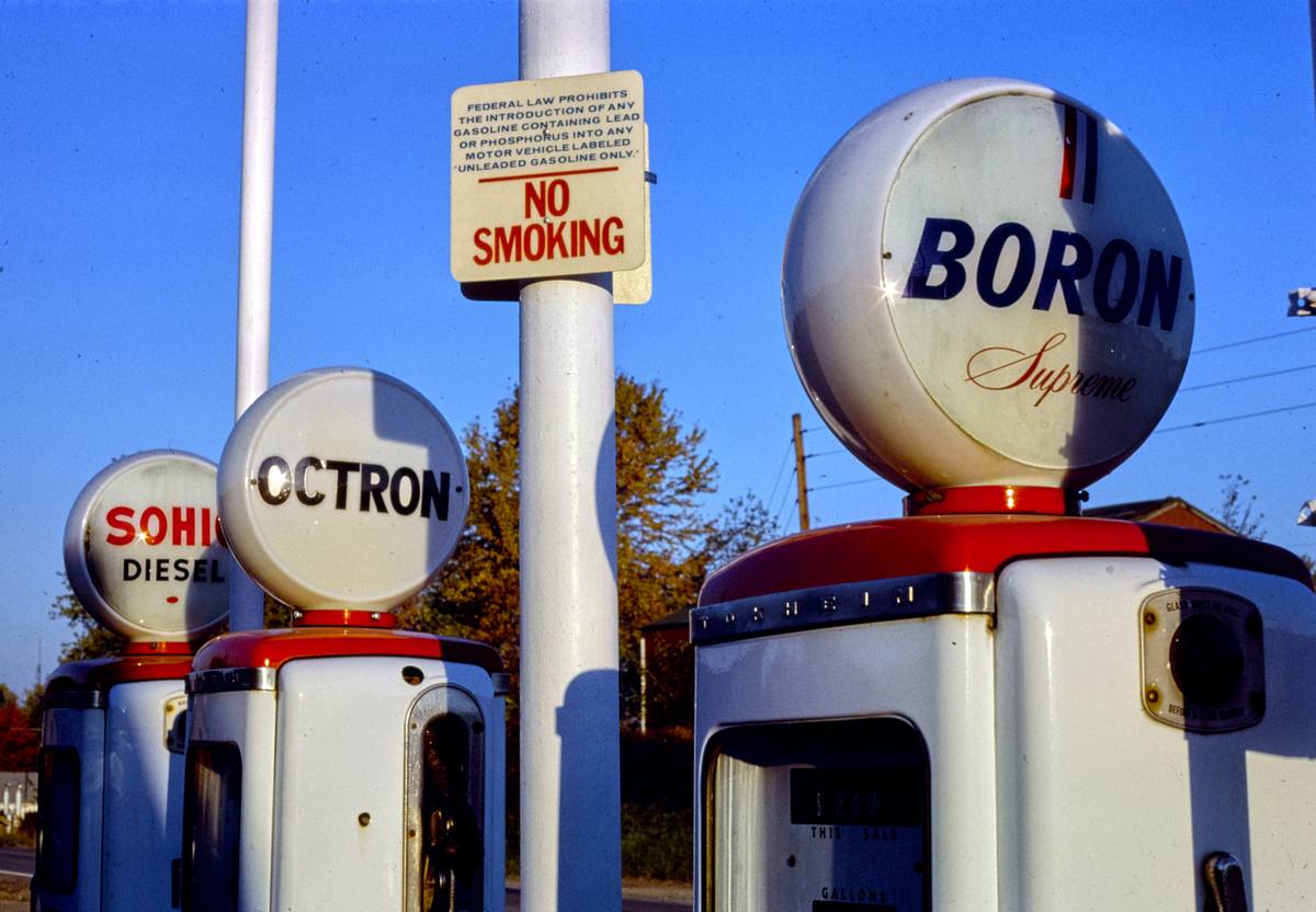 Historic Photo : 1977 Sohio gas pumps, gloves detail, Route 37, New Lexington, Ohio | Margolies | Roadside America Collection | Vintage Wall Art :