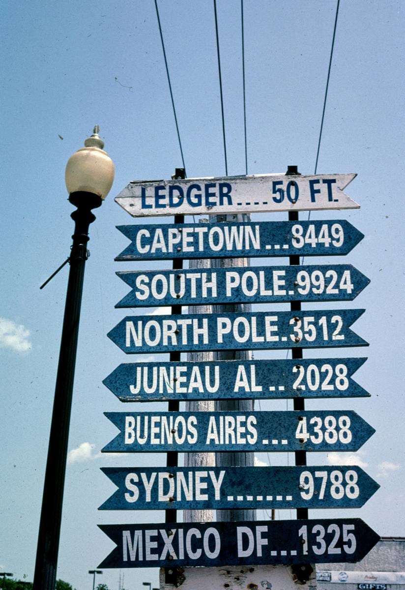 Historic Photo : 2003 Mexico Ledger (newspaper) sign, Love & Washington Street, Mexico, Missouri | Margolies | Roadside America Collection | Vintage Wall Art :