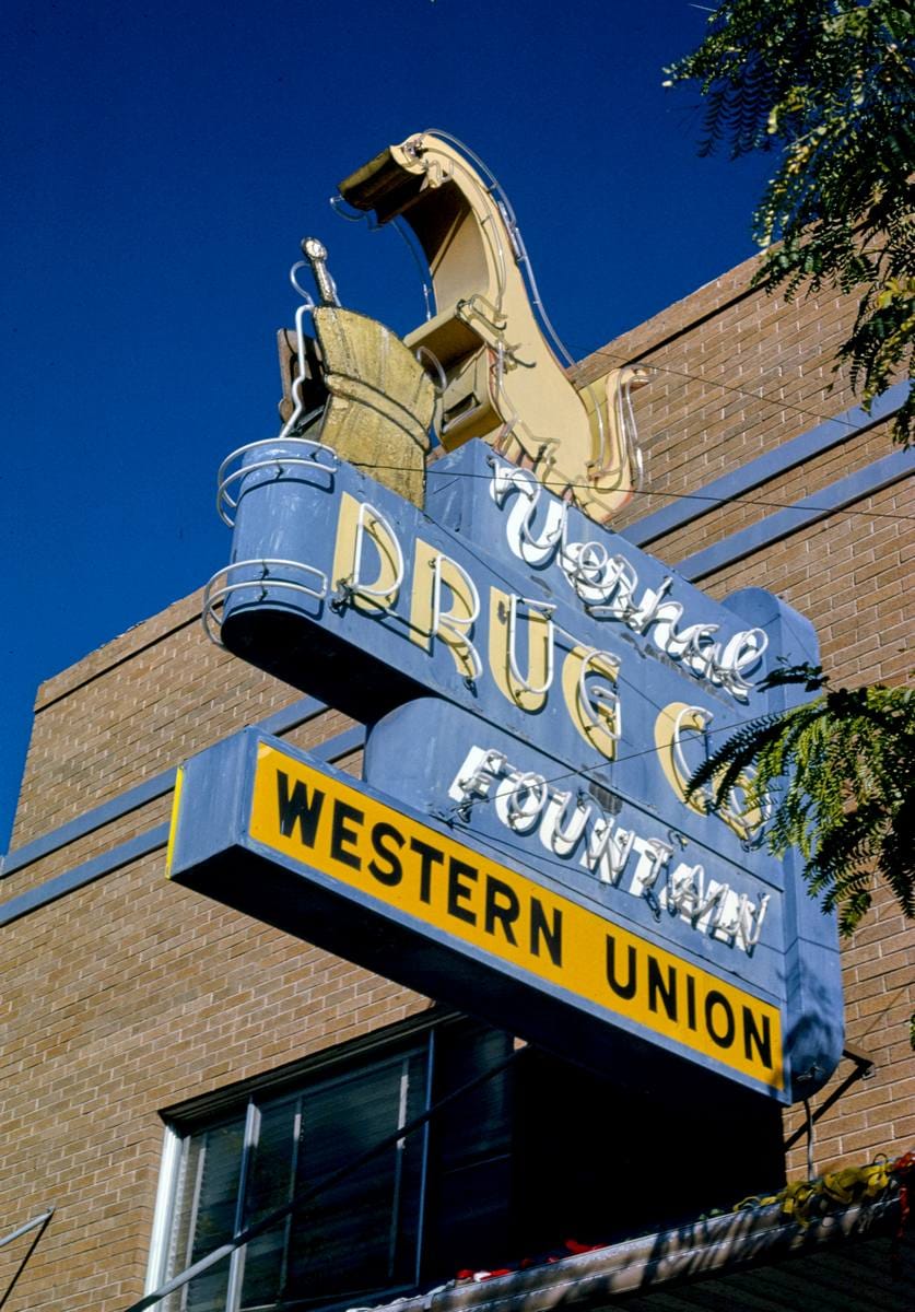Historic Photo : 1991 Vernal Drug Company sign, Route 40, Vernal, Utah | Margolies | Roadside America Collection | Vintage Wall Art :