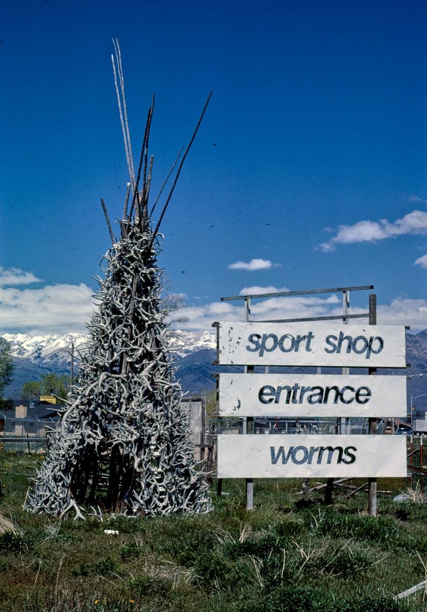 Historic Photo : 1981 Mangum's Sport Shop teepee horn sign, Route 40, Heber City, Utah | Margolies | Roadside America Collection | Vintage Wall Art :