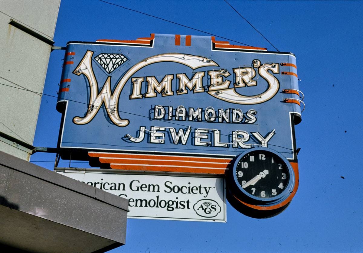 Historic Photo : 1992 Wimmer's Diamonds Jewelry sign, Fargo, North Dakota | Margolies | Roadside America Collection | Vintage Wall Art :