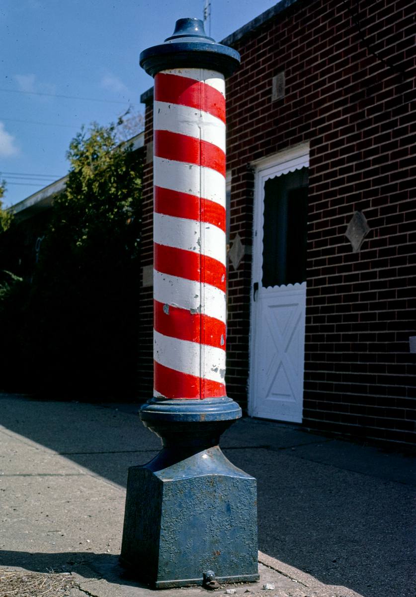 Historic Photo : 1980 Barber pole, Route 116, Farmington, Illinois | Margolies | Roadside America Collection | Vintage Wall Art :