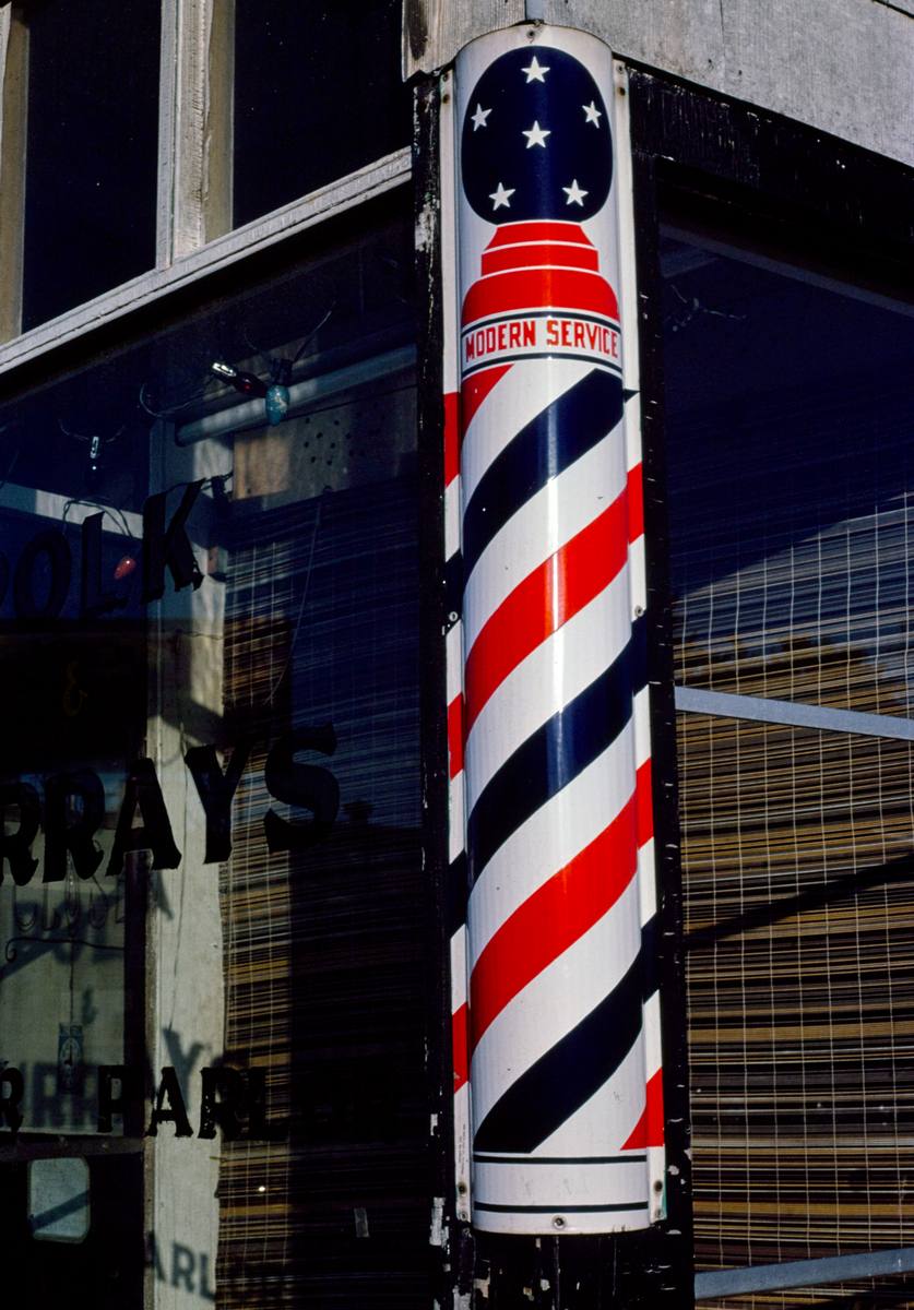 Historic Photo : 1984 Barber sign (Bob White), State Street, Springfield, Massachusetts | Margolies | Roadside America Collection | Vintage Wall Art :