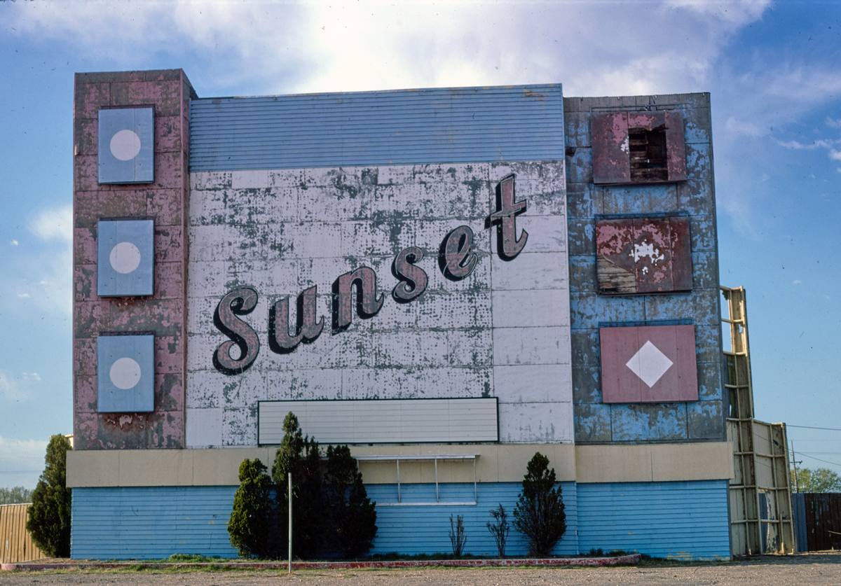 Historic Photo : 1977 Sunset Drive-in Theater, West 9th Street, Business Route 66, Amarillo, Texas | Margolies | Roadside America Collection | Vintage Wall Art :