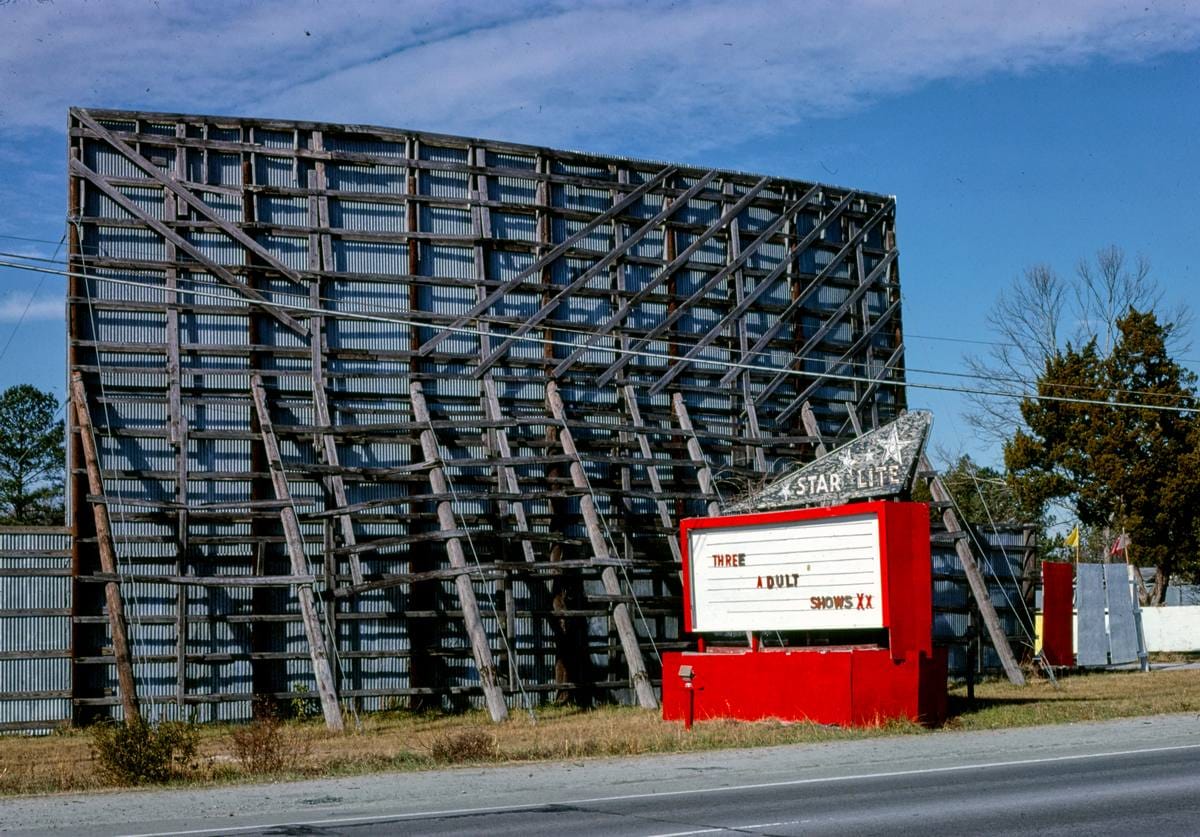Historic Photo : 1979 Star Lite Drive-in Theater, Route 17, Jacksonville, North Carolina | Margolies | Roadside America Collection | Vintage Wall Art :