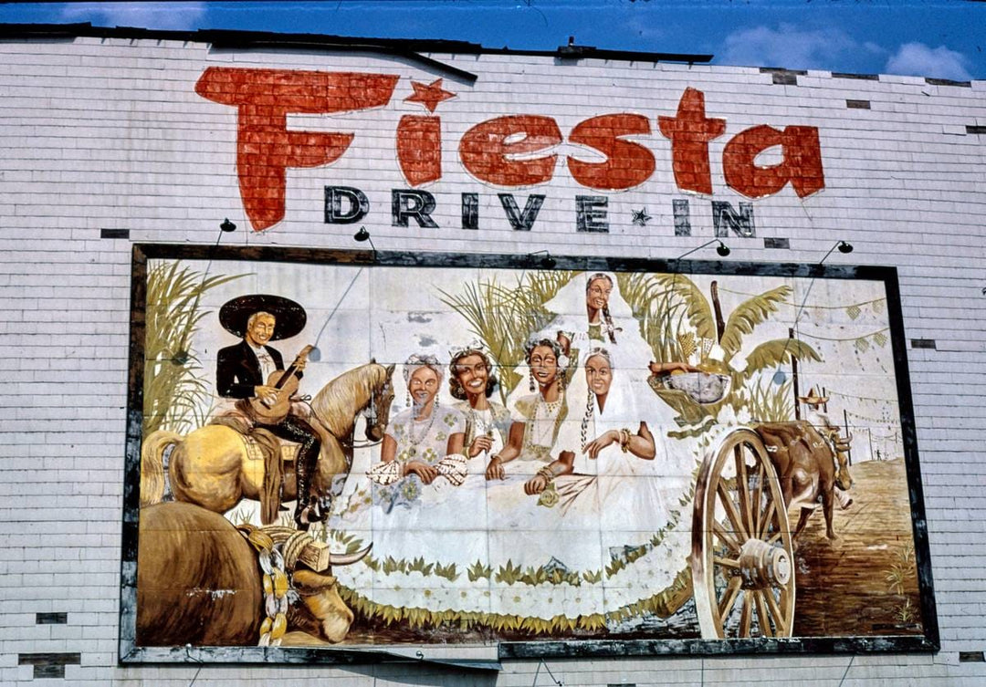 Historic Photo : 1982 Fiesta Drive-in Theater, Route 59, Laredo, Texas | Margolies | Roadside America Collection | Vintage Wall Art :