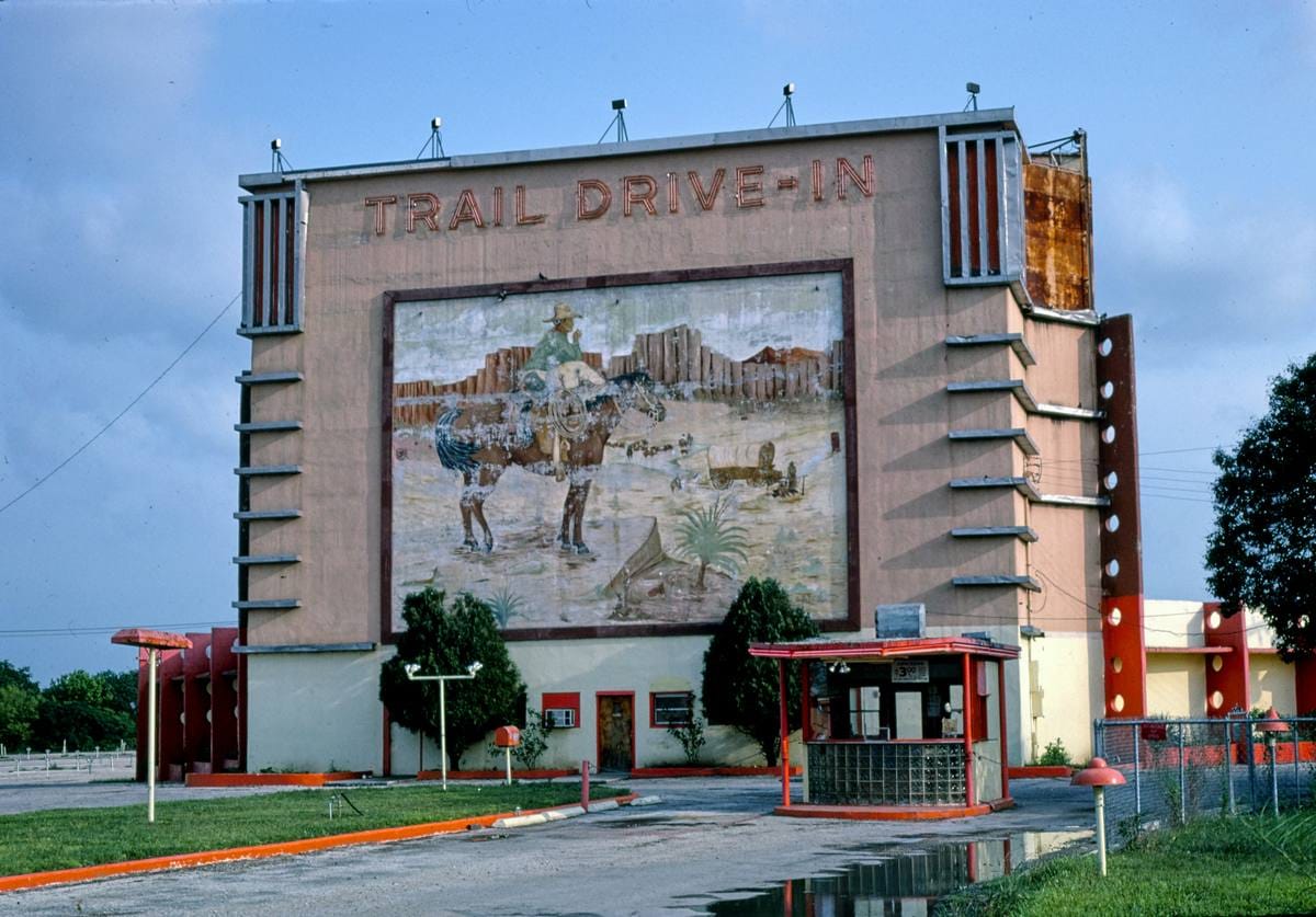 Historic Photo : 1982 Trail Drive-in Theater, SW Military, San Antonio, Texas | Margolies | Roadside America Collection | Vintage Wall Art :