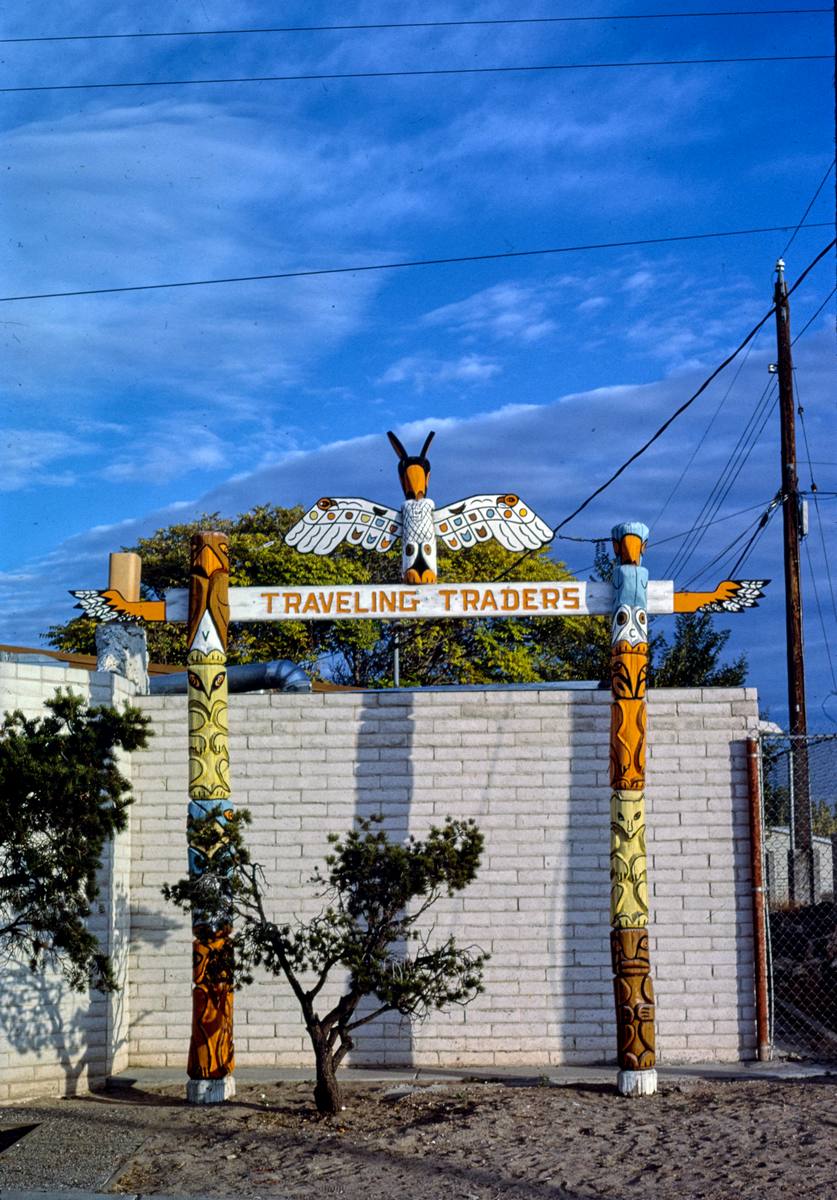Historic Photo : 1987 Traveling Traders (Black Hawk Jewelry), Central Avenue, Albuquerque, New Mexico | Margolies | Roadside America Collection | Vintage Wall Art :