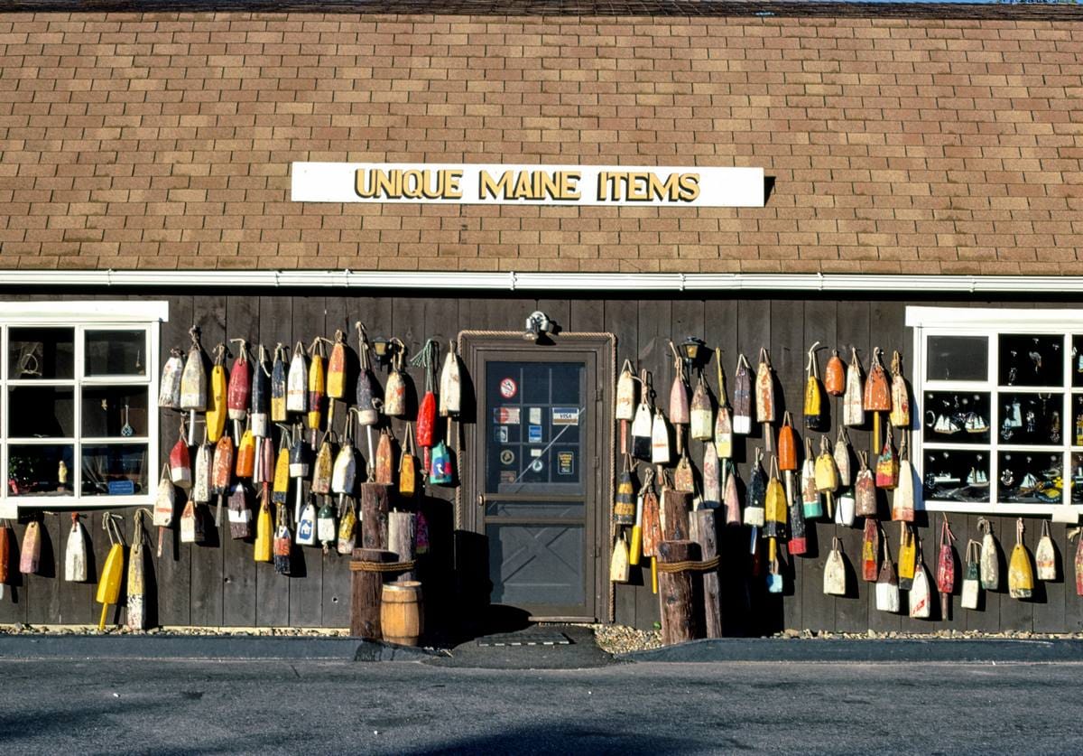 Historic Photo : 1984 Maine-Ly Maine Gift Shop, Route 3, Trenton, Maine | Margolies | Roadside America Collection | Vintage Wall Art :